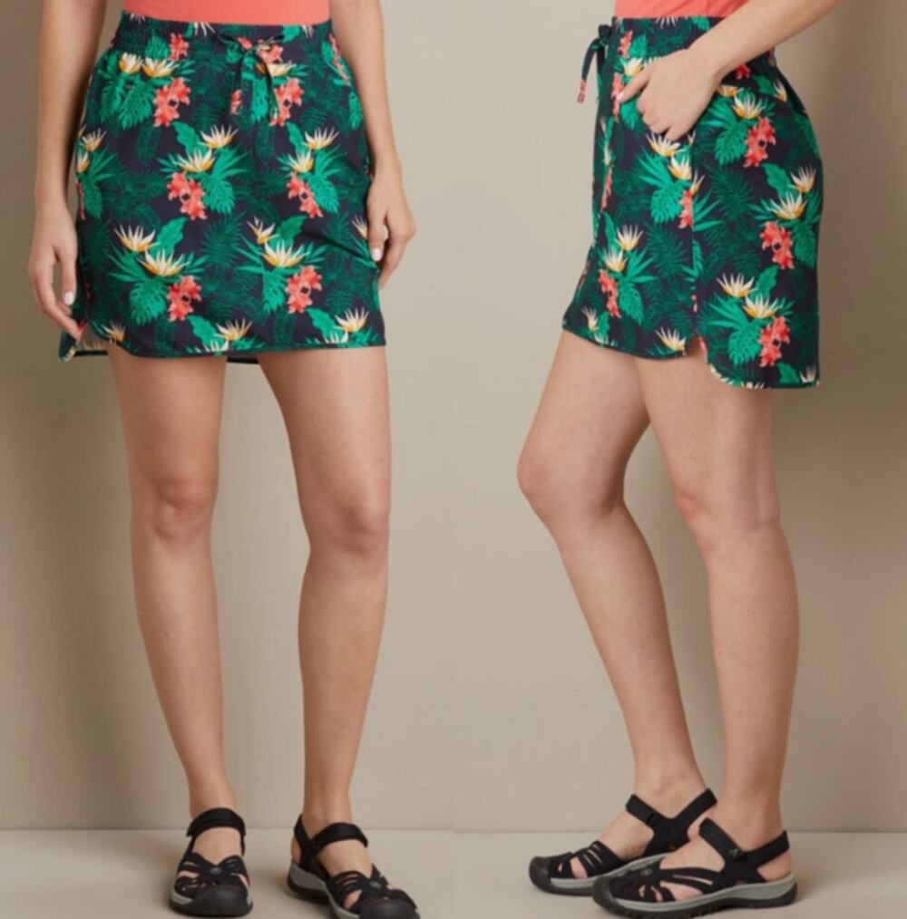 Duluth Trading Co Womens Pier Genius Skirt Plus Size XXL Hawaiian Tropical NEW